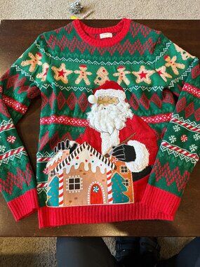 Unisex Size S Ugly Christmas Sweater Santa Drink Pouch Jolly Sweater Very Good